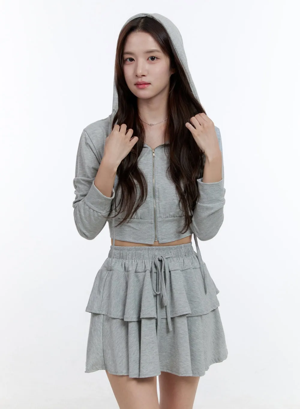 Cropped Zip-Up Hoodie OO407 sold by Lewkin