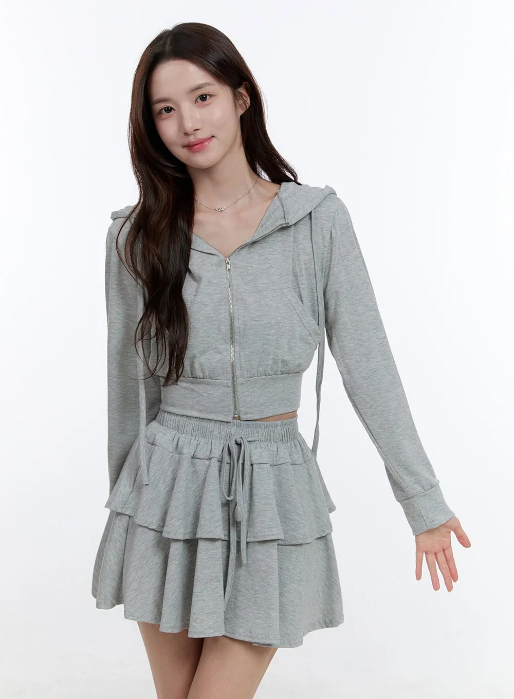 Cropped Zip-Up Hoodie OO407 sold by Lewkin product image thumbnail 4