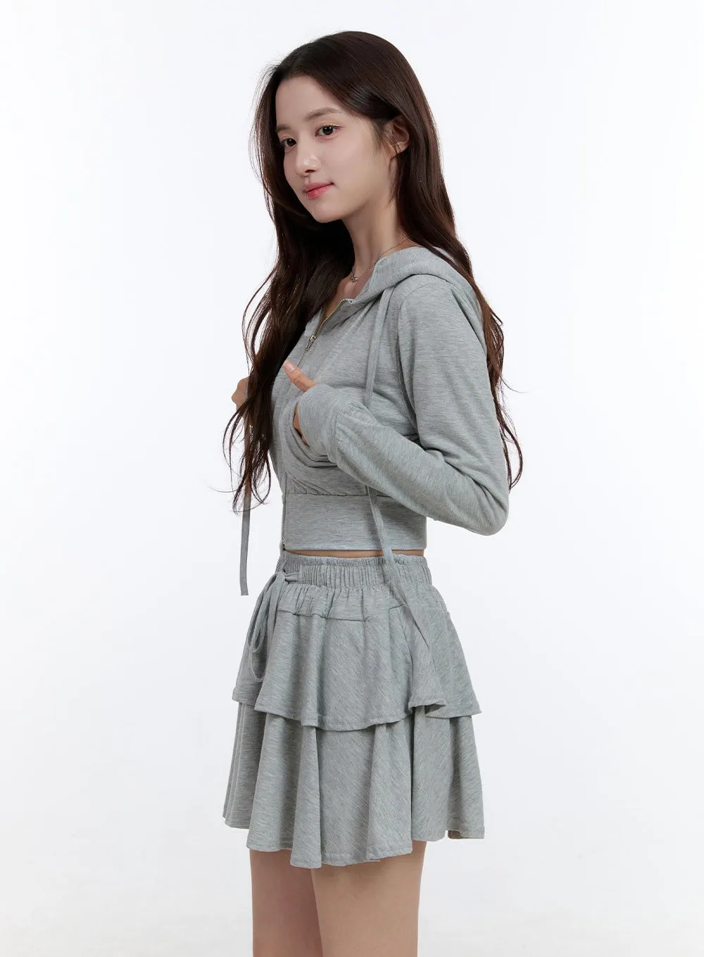 Cropped Zip-Up Hoodie OO407 sold by Lewkin product image thumbnail 5