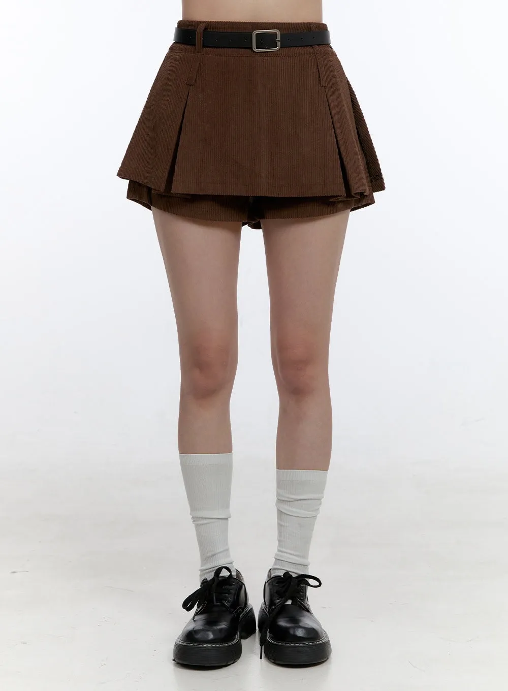 Pleated Corduroy Mini Skirt OO407 sold by Lewkin product image thumbnail 2