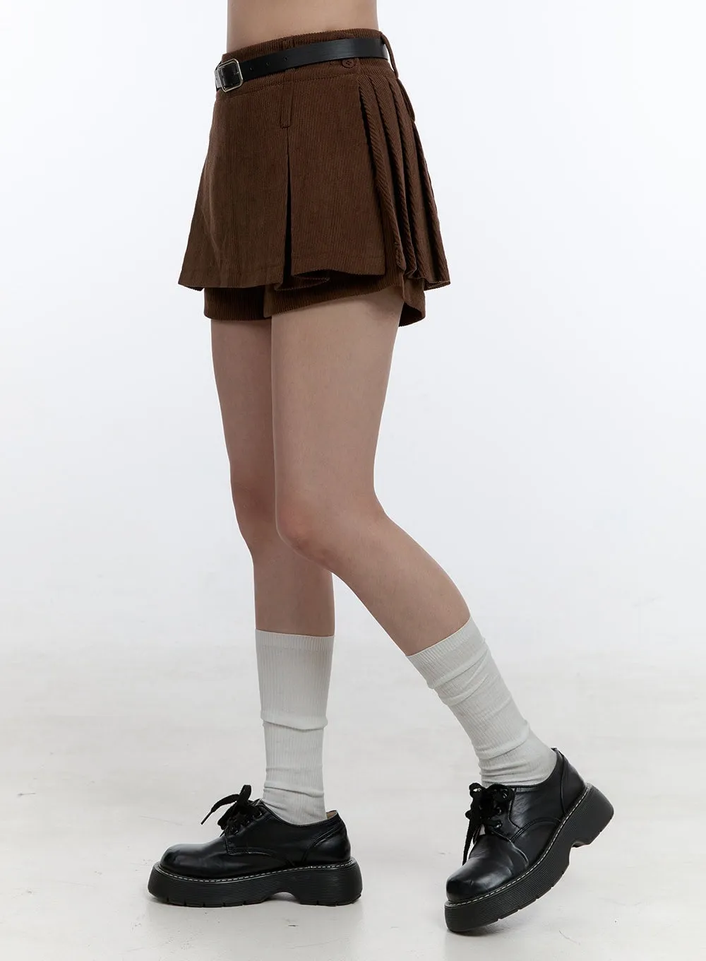 Pleated Corduroy Mini Skirt OO407 sold by Lewkin product image thumbnail 4