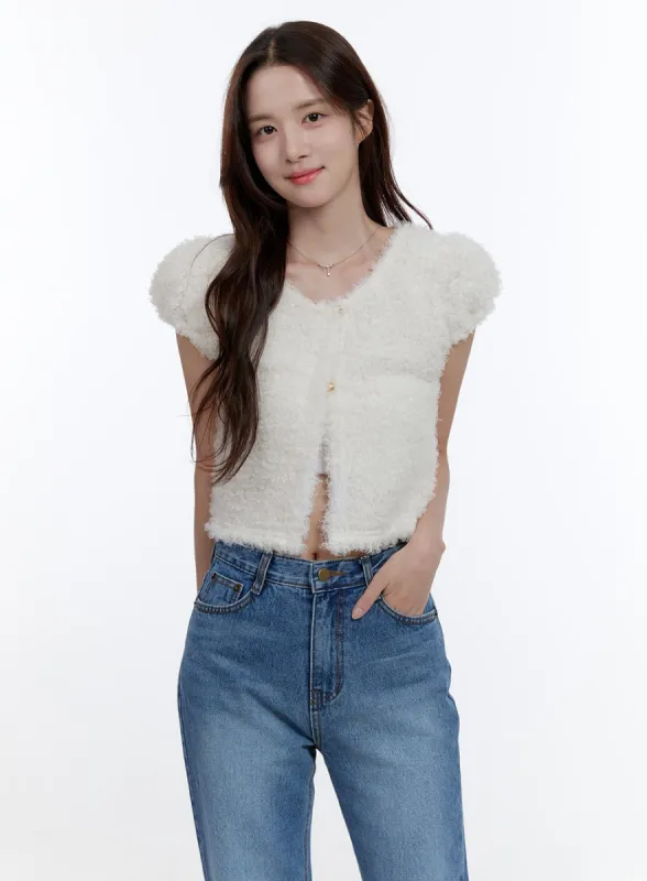 Fur Short Sleeve Cardigan OO407 sold by Lewkin
