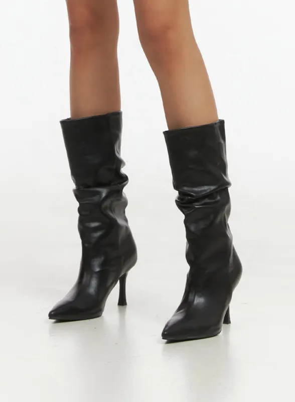 Solid Faux Leather Boots IO409 sold by Lewkin