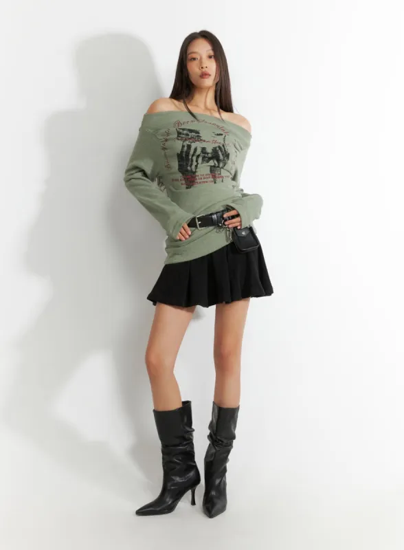 Flare Banded Mini Skirt IO409 sold by Lewkin