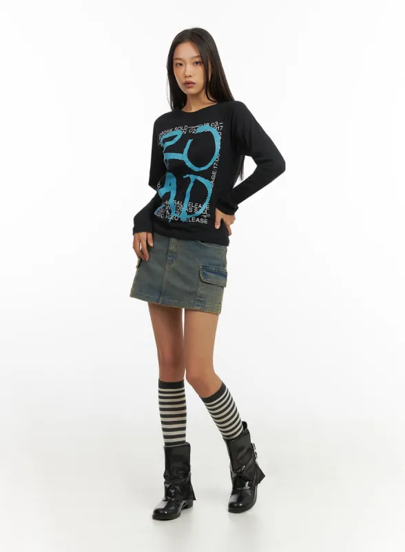 Cargo Chic Denim Skirt IO409 sold by Lewkin
