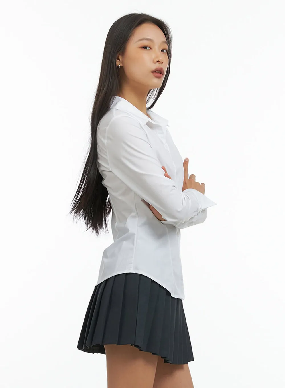 Pintuck Slim Fit Blouse IO409 sold by Lewkin product image thumbnail 5