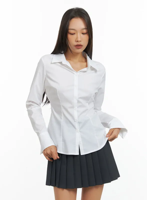 Pintuck Slim Fit Blouse IO409 sold by Lewkin