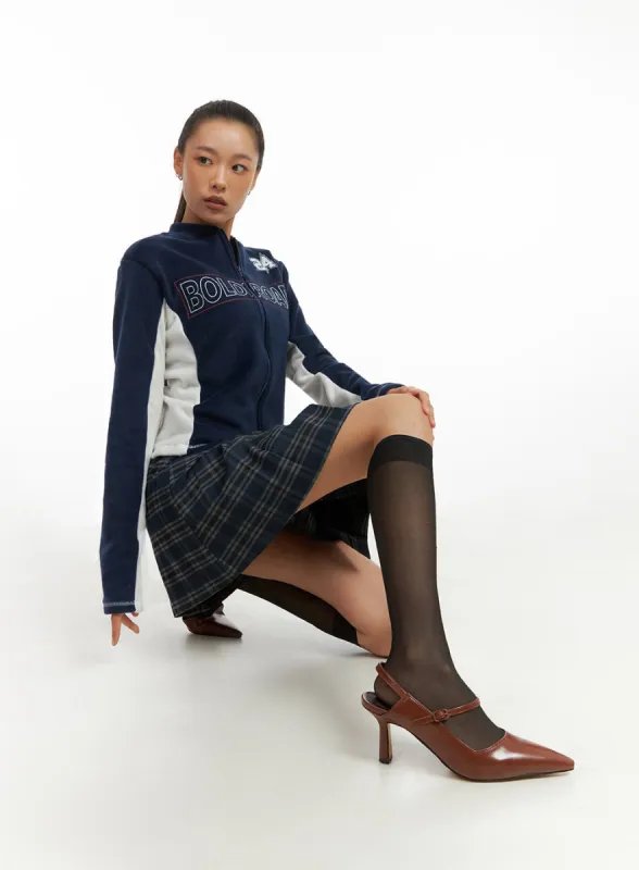 Dark Blue Polyester Slim Fit Hoodie IO409 sold by Lewkin