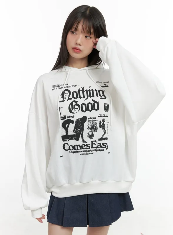 Graphic Loose Hoodie CO410 sold by Lewkin
