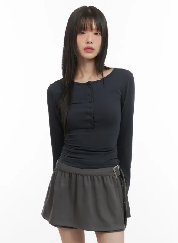 Classic Buttoned Slim Long Sleeve Top CO410 sold by Lewkin