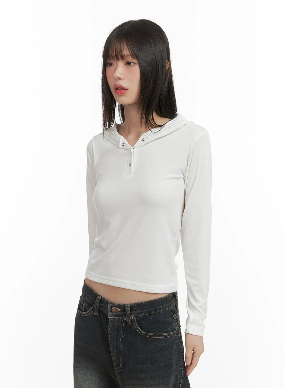 Slim Fit Hooded Long Sleeve Top CO410 sold by Lewkin product image thumbnail 4