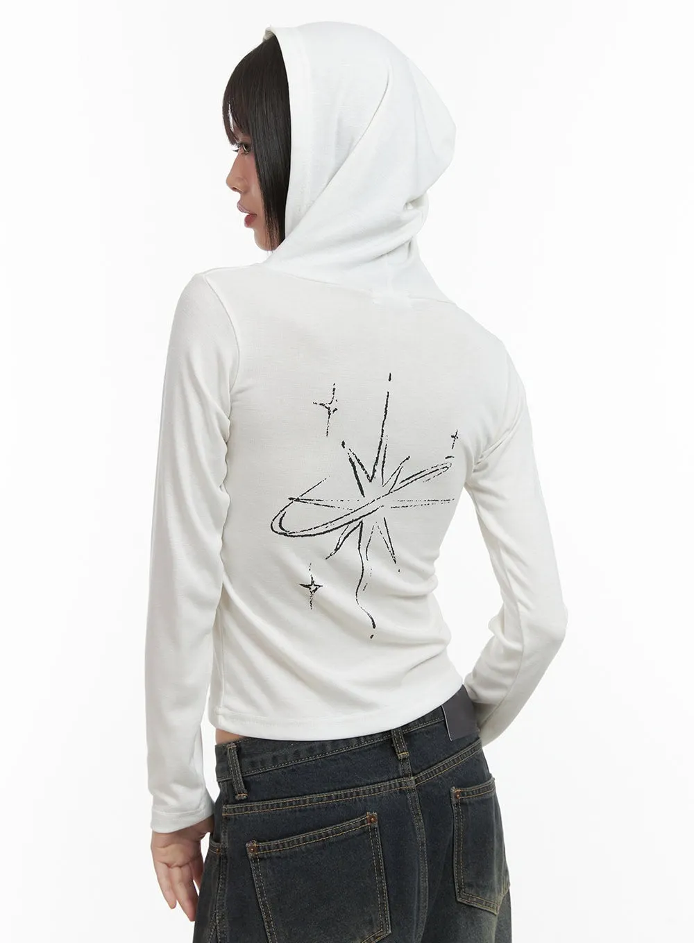 Slim Fit Hooded Long Sleeve Top CO410 sold by Lewkin