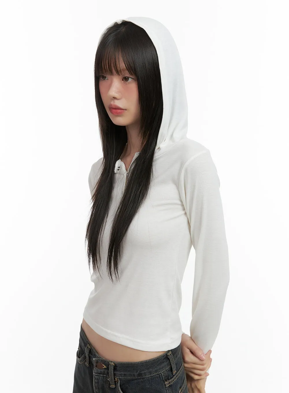 Slim Fit Hooded Long Sleeve Top CO410 sold by Lewkin product image thumbnail 3