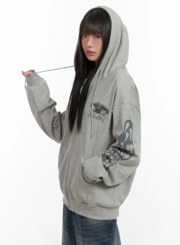 Graphic Zip-Up Hoodie CO410 sold by Lewkin