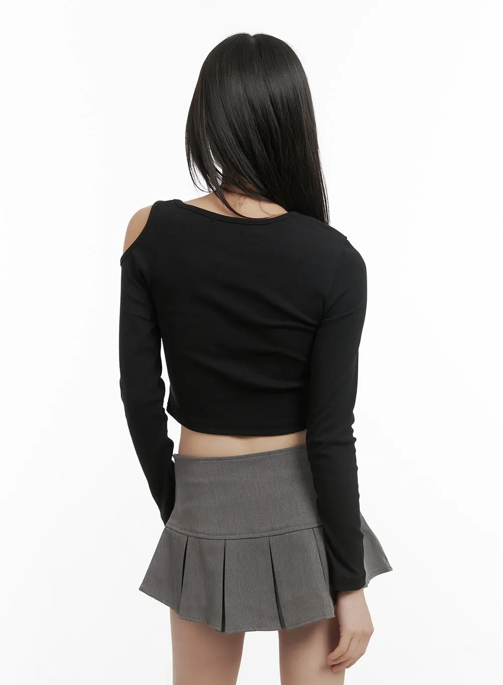 Asymmetrical Cut-Out Cropped Top CO410 sold by Lewkin product image thumbnail 5