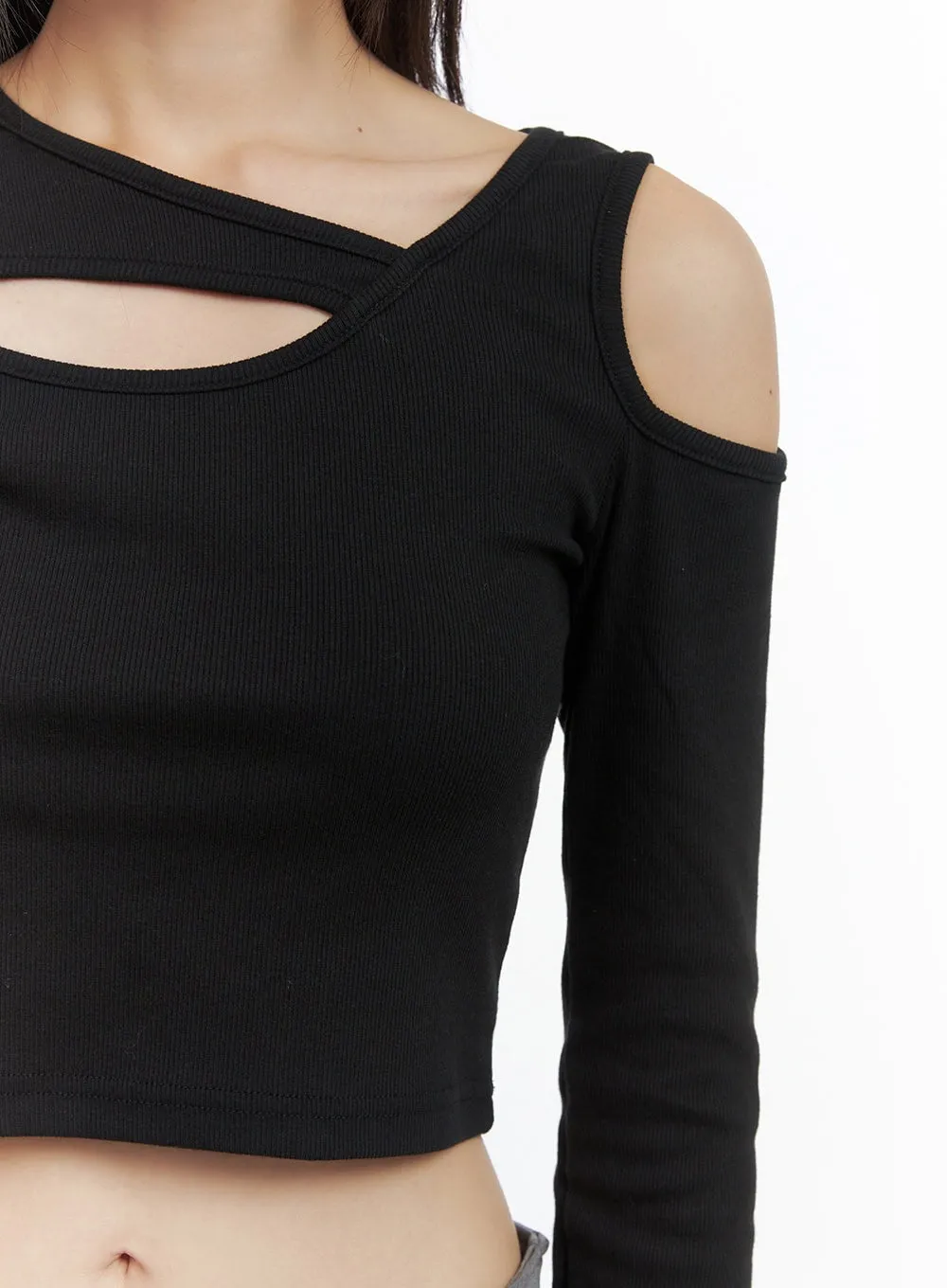 Asymmetrical Cut-Out Cropped Top CO410 sold by Lewkin product image thumbnail 3