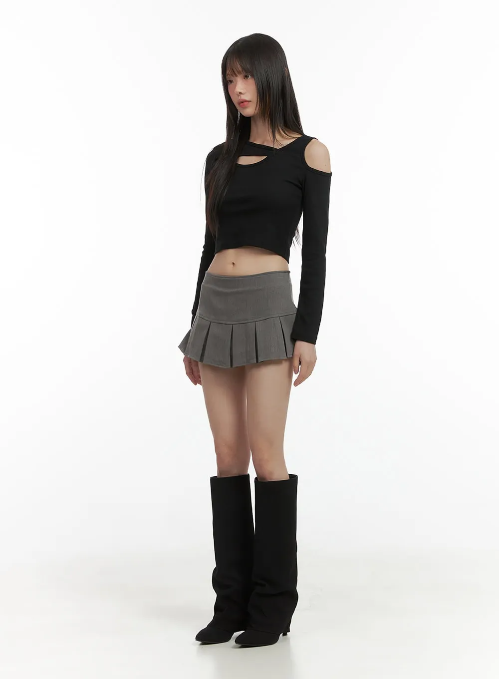Asymmetrical Cut-Out Cropped Top CO410 sold by Lewkin product image thumbnail 2