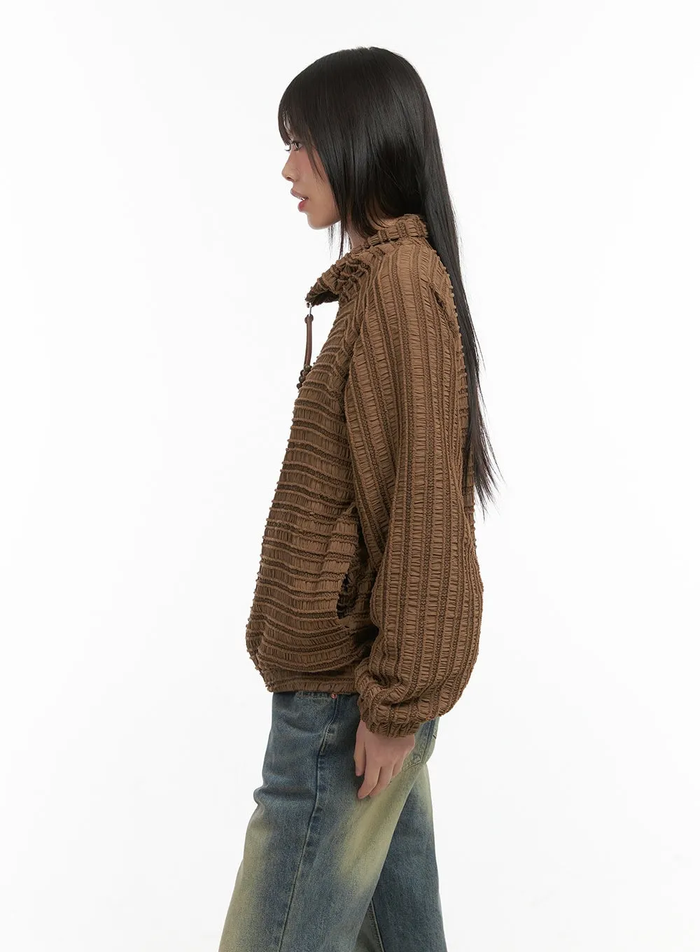 Shirred Vintage Zip Up Jacket CO410 sold by Lewkin product image thumbnail 5