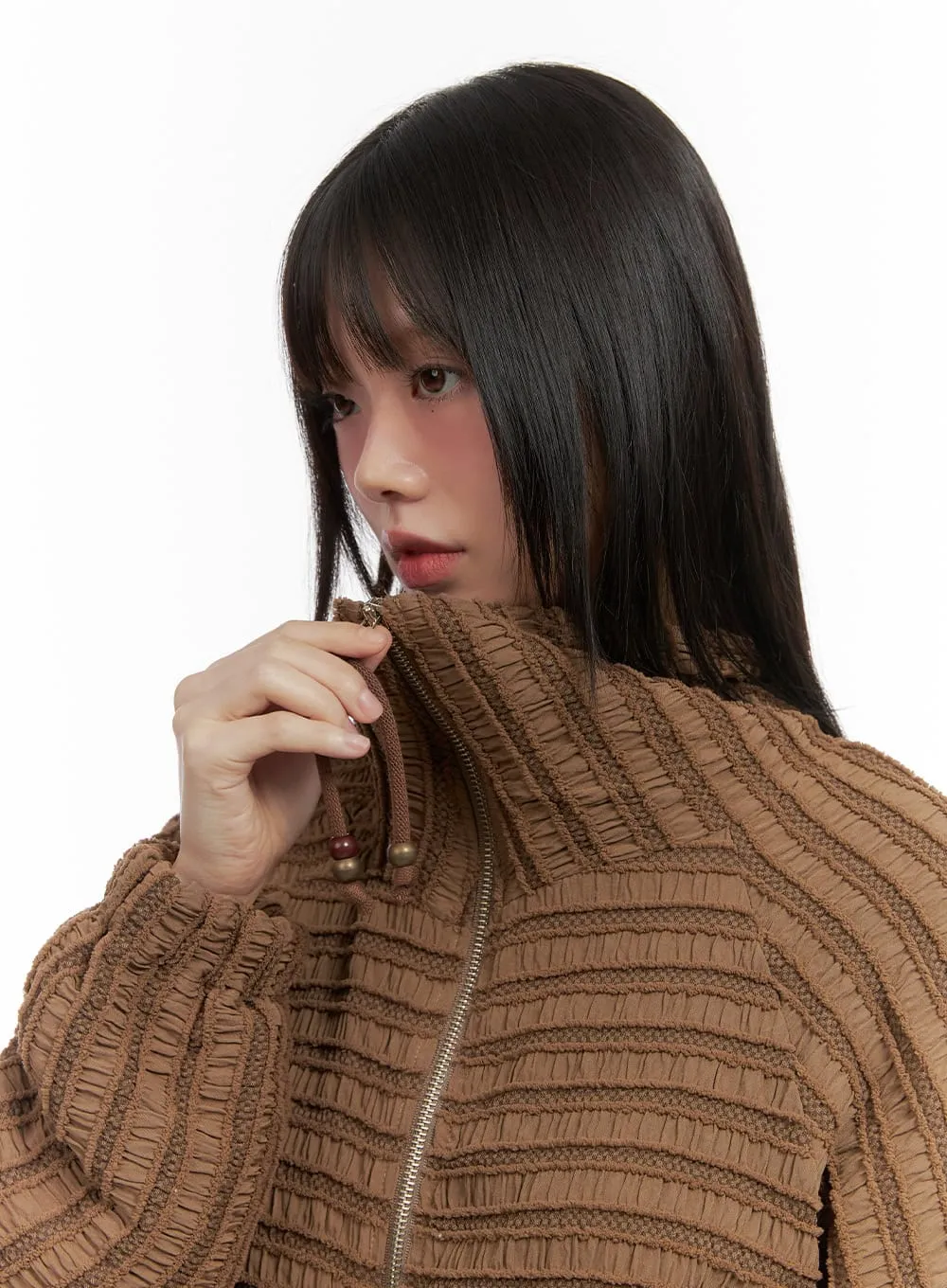 Shirred Vintage Zip Up Jacket CO410 sold by Lewkin product image thumbnail 4