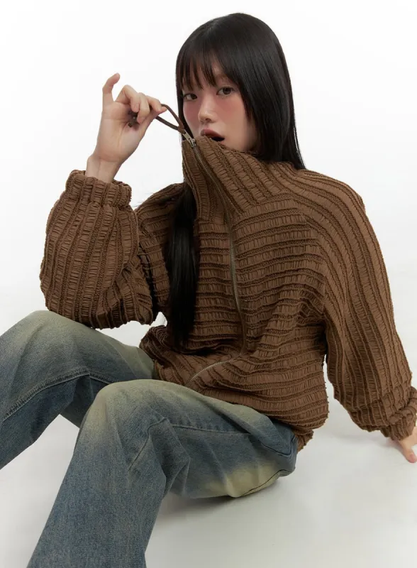 Shirred Vintage Zip Up Jacket CO410 sold by Lewkin