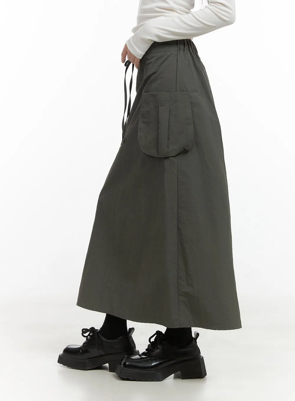 Nylon Pocket Cargo Maxi Skirt CO410 sold by Lewkin product image thumbnail 4