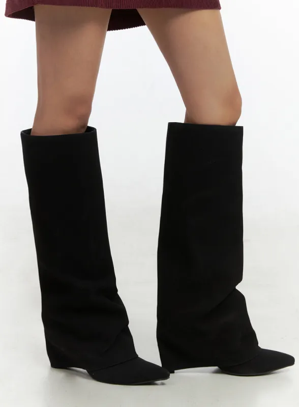 Solid Faux Leather Knee-High Boots CO414 sold by Lewkin