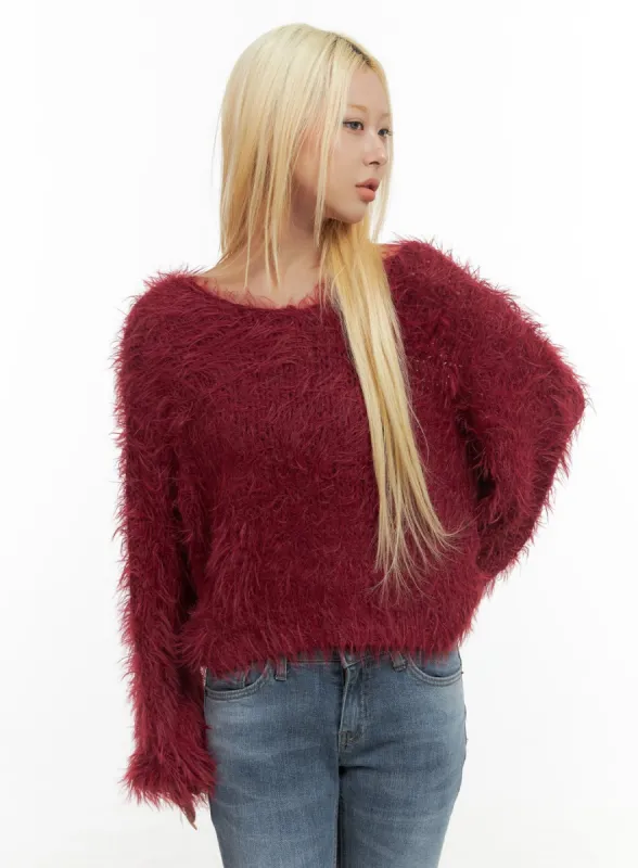 Crop Fur Knit Top CO414 sold by Lewkin