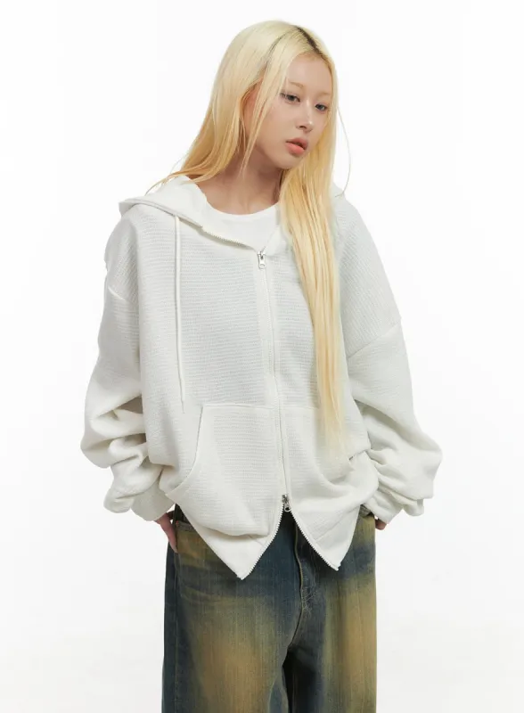 Cozy Zip Solid Hooded Sweatshirt CO414 sold by Lewkin