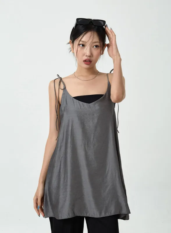 Satin Layered Sleeveless Mini Dress CU15 sold by Lewkin