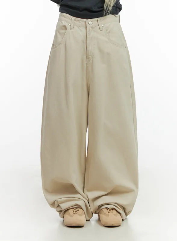 Solid Cotton Wide-Leg Pants CO415 sold by Lewkin