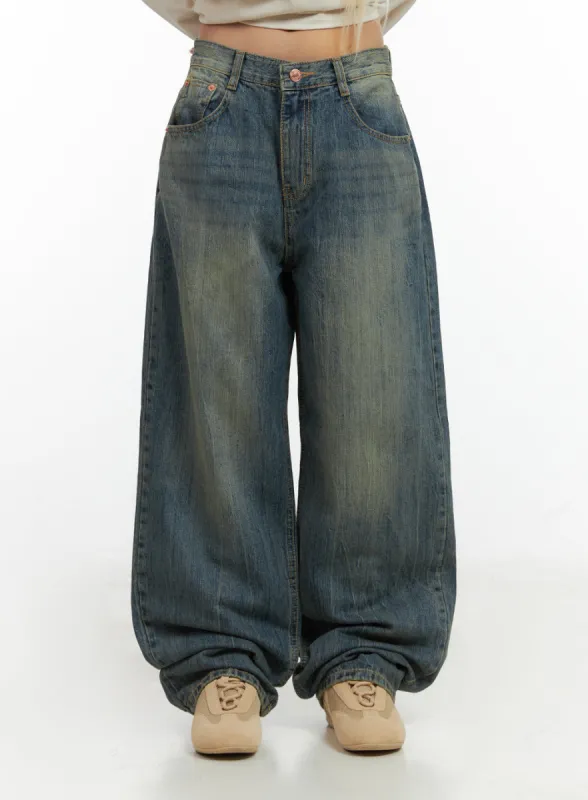Thea Baggy Jeans in Washed Blue CO415 sold by Lewkin