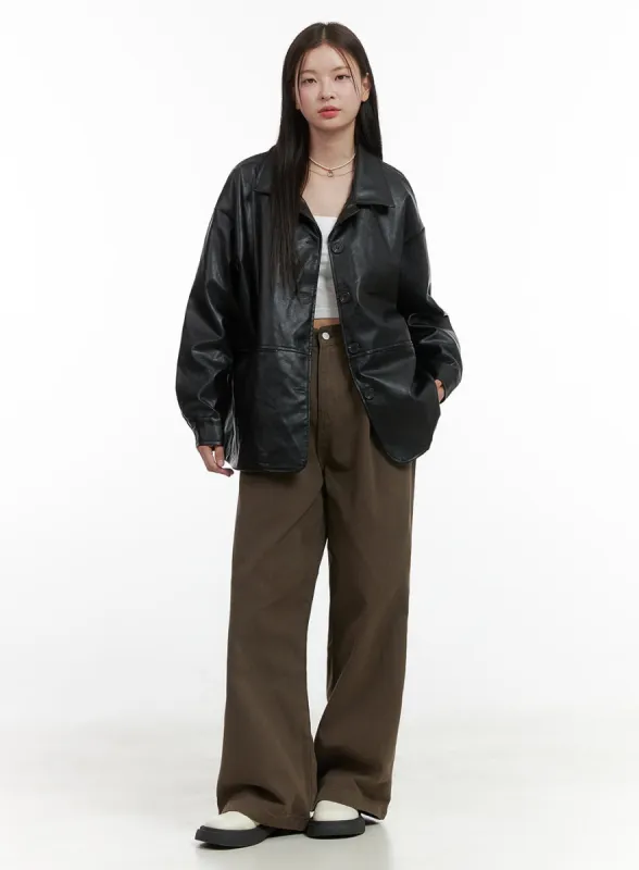 Pintuck Cotton Wide Fit Pants OO416 sold by Lewkin
