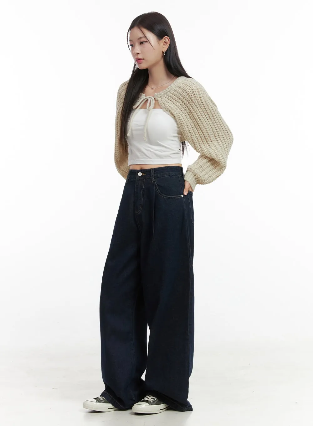 Aspen Pintuck Wide Denim Jeans OO416 sold by Lewkin product image thumbnail 3