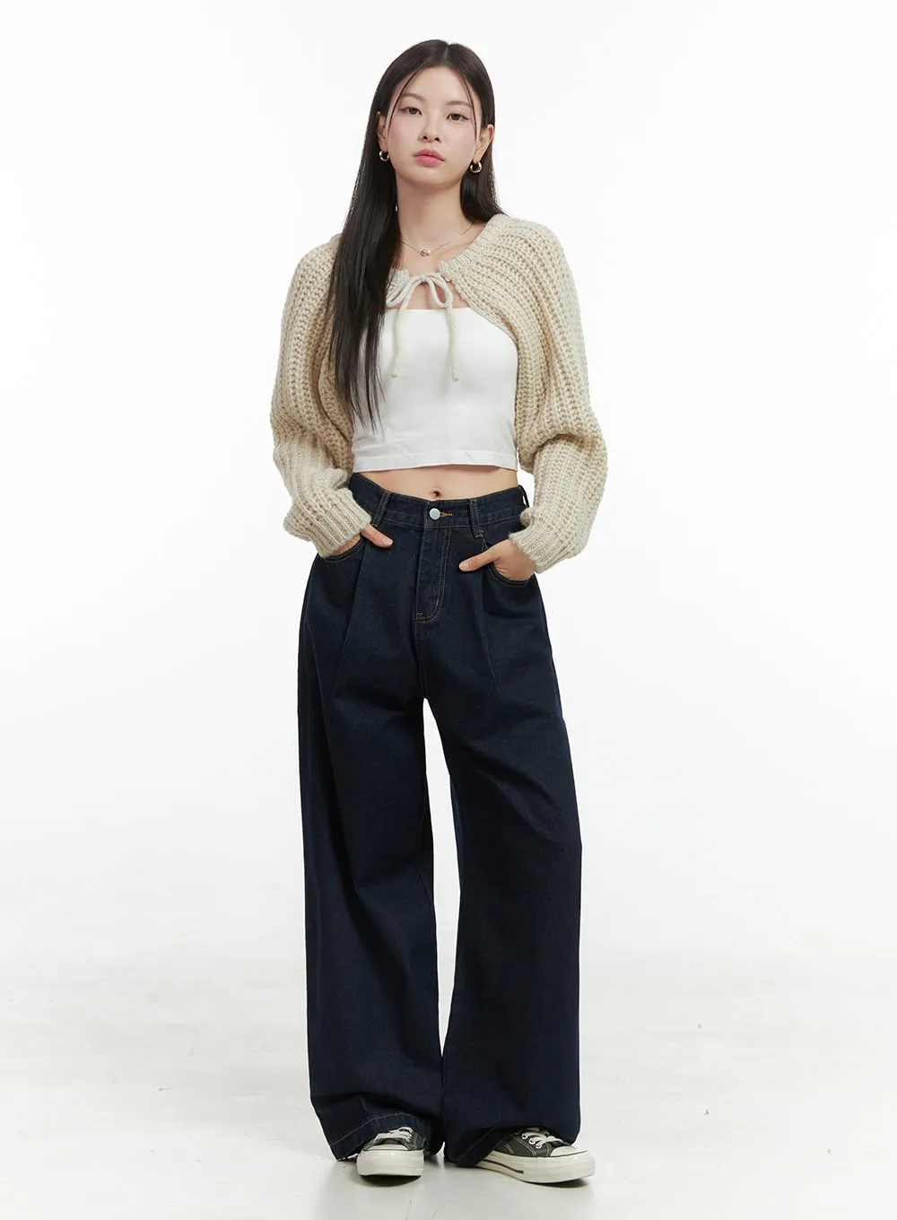 Aspen Pintuck Wide Denim Jeans OO416 sold by Lewkin product image thumbnail 2