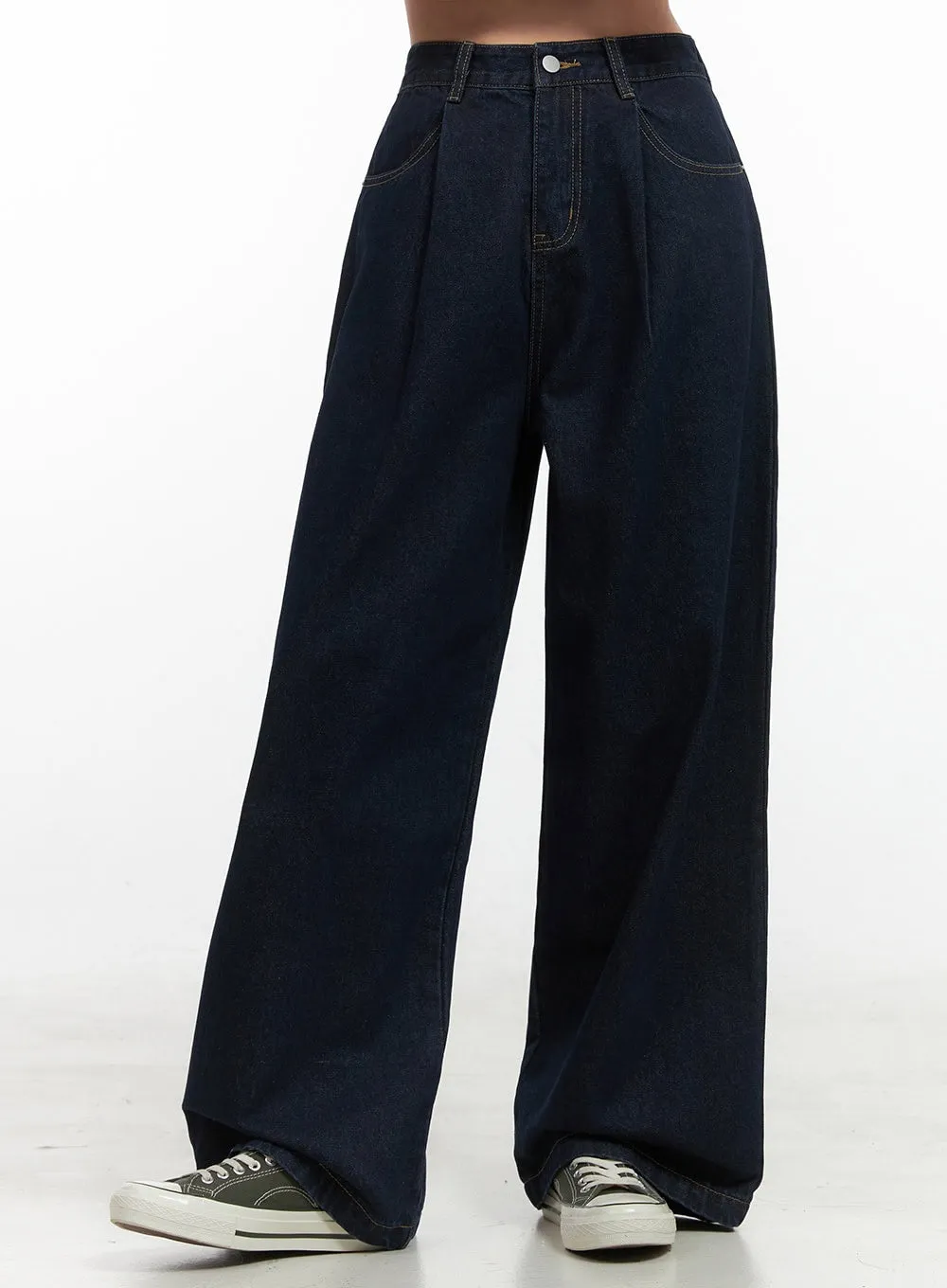 Aspen Pintuck Wide Denim Jeans OO416 sold by Lewkin