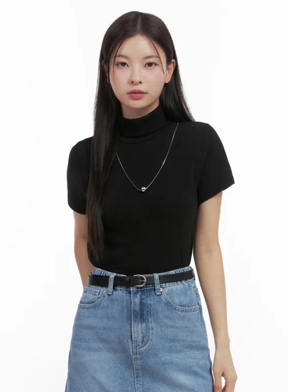 Classic Turtle Neck Knit Top OO416 sold by Lewkin