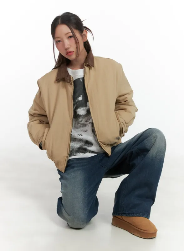 Collared Zipper Jacket CO417 sold by Lewkin