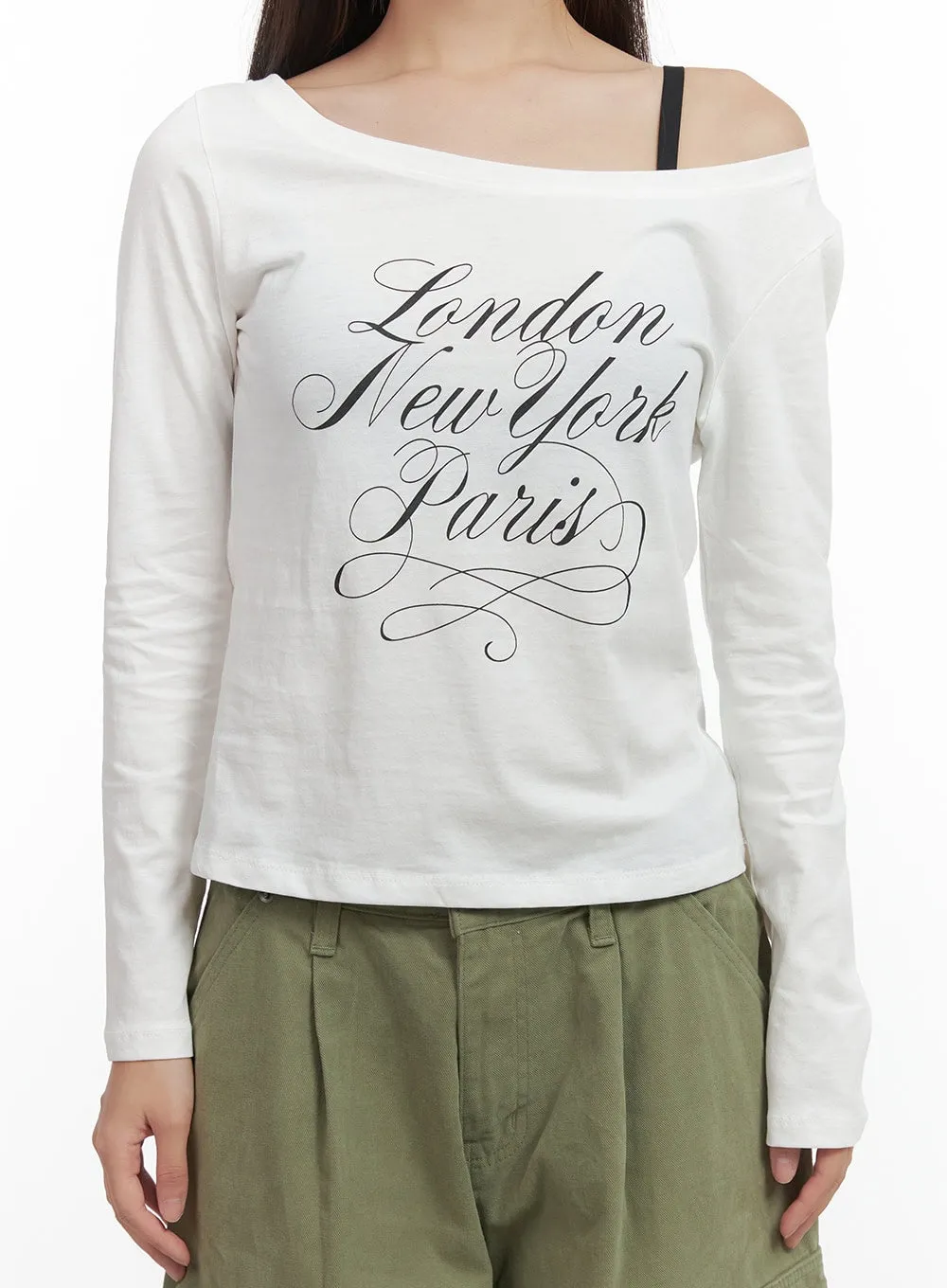 Comfy Lettering Off Shoulder Top CO417 sold by Lewkin product image thumbnail 4