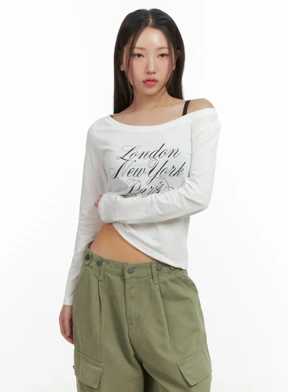 Comfy Lettering Off Shoulder Top CO417 sold by Lewkin