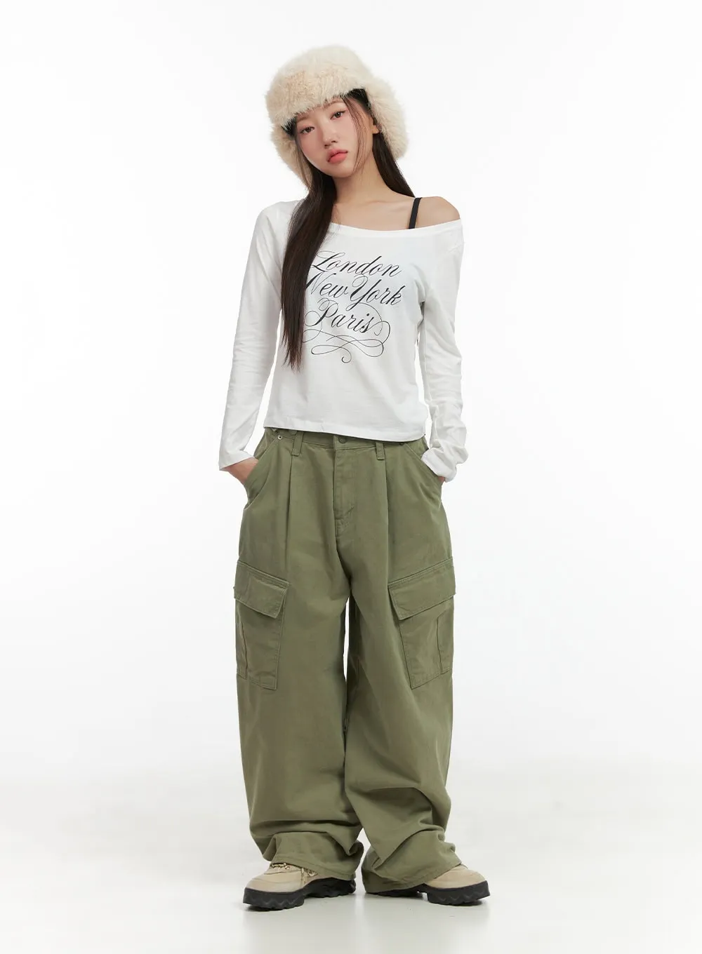 Comfy Lettering Off Shoulder Top CO417 sold by Lewkin product image thumbnail 2