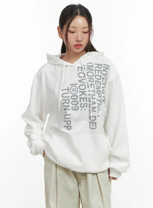 Oversize Lettering Hoodie CO417 sold by Lewkin