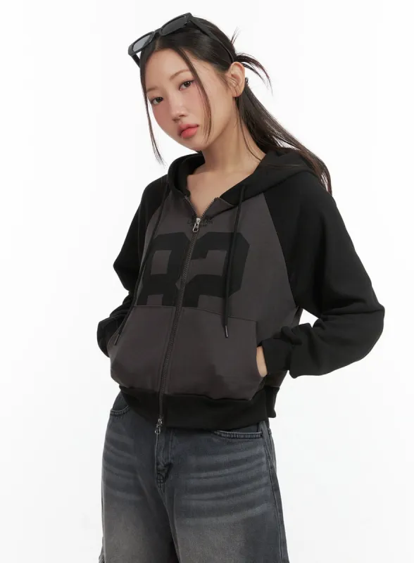 Lettered Zip Up Hoodie CO417 sold by Lewkin