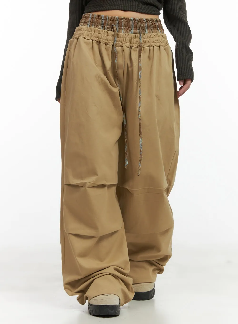 Two-Layer Check Print PantsCO417 sold by Lewkin