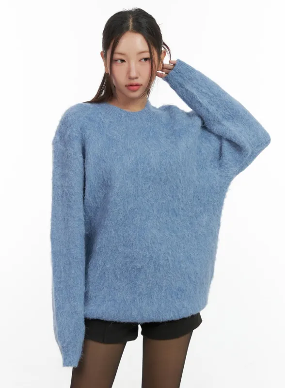 Solid Knit Round Neck Sweater CO417 sold by Lewkin