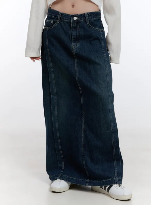Denim Dream Stitched Maxi Skirt CO418 sold by Lewkin