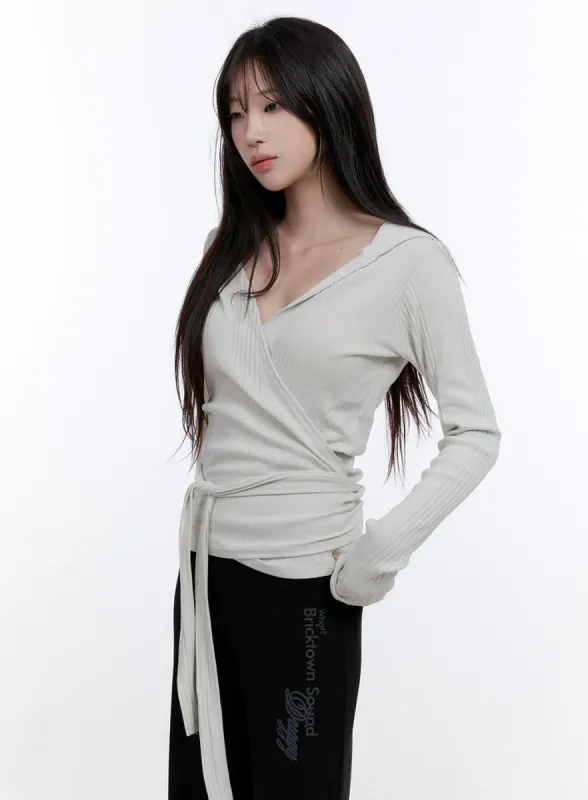 Strap Detail Wrap Hoodie CO418 sold by Lewkin