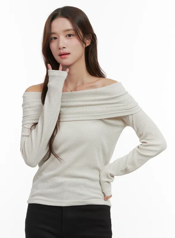 Chic Solid Off-Shoulder Blouse OO421 sold by Lewkin