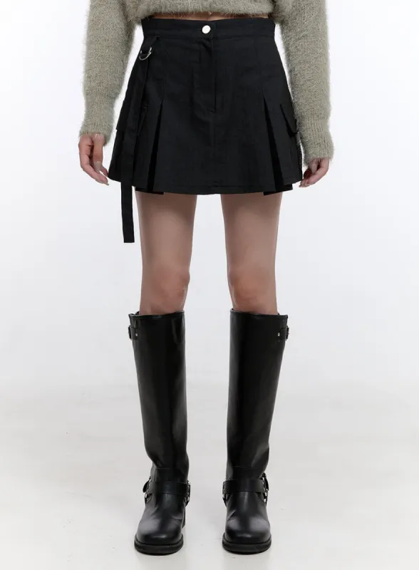 Pleated Strap Mini Skirt CO418 sold by Lewkin