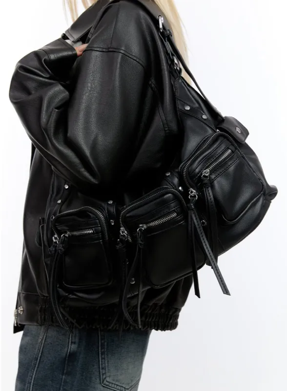 Faux Leather Pocket Shoulder Bag CO419 sold by Lewkin