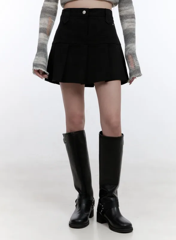 Elastic-Back Pleated Mini Skirt CO419 sold by Lewkin